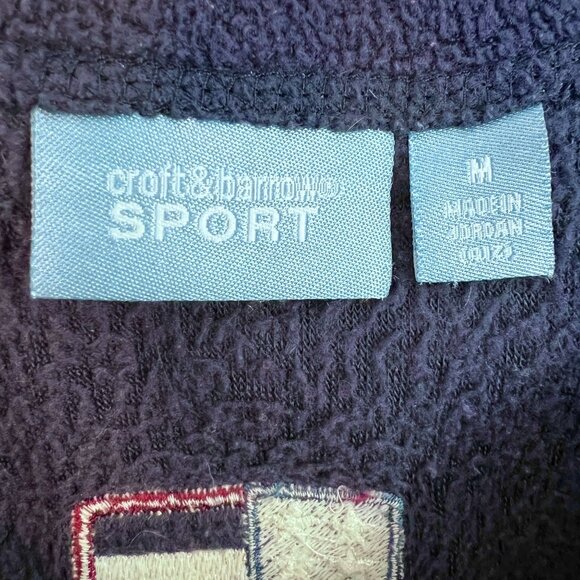 Croft & Barrow Sport Womens M Navy Holiday Fleece Cardigan Embroidery Appliques - Picture 10 of 13